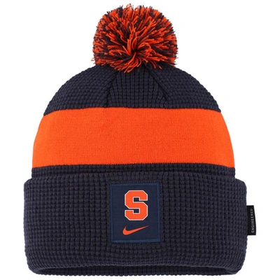 Shop Nike Youth  Navy Syracuse Orange Cuffed Knit Hat With Pom