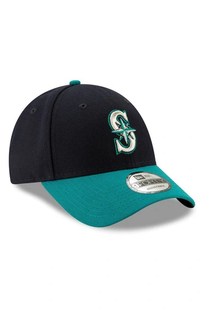 Shop New Era Navy/aqua Seattle Mariners League 9forty Adjustable Hat