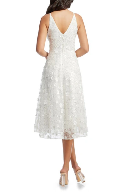 Dress The Population Elisa Floral Applique Sequin Fit & Flare Dress In Ivory