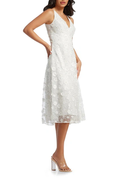 Dress The Population Elisa Floral Applique Sequin Fit & Flare Dress In Ivory