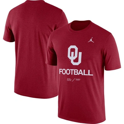 Shop Jordan Brand Heathered Crimson Oklahoma Sooners Team Football Legend T-shirt