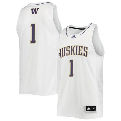 Shop Adidas Originals Adidas #1 White Washington Huskies Swingman Basketball Jersey