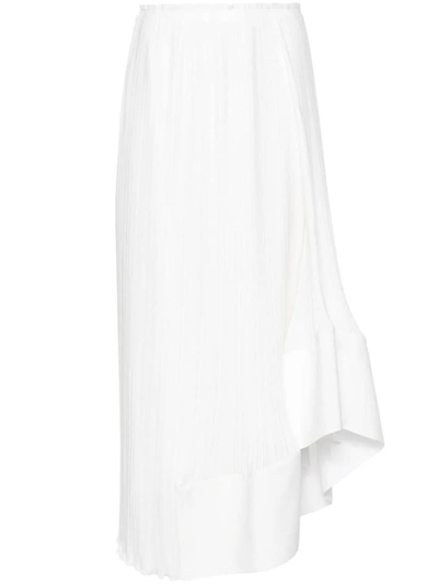 Lanvin Pleated High Waist Midi Skirt In Beige