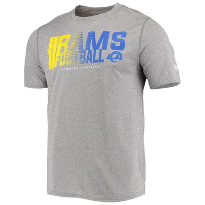 Shop New Era Heathered Gray Los Angeles Rams Combine Authentic Game On T-shirt In Heather Gray