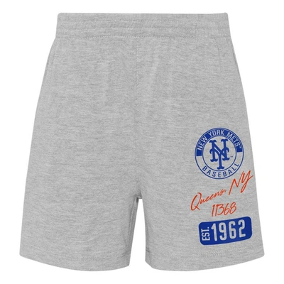 Shop Outerstuff Toddler Orange/heather Gray New York Mets Two-piece Groundout Baller Raglan T-shirt & Shorts Set