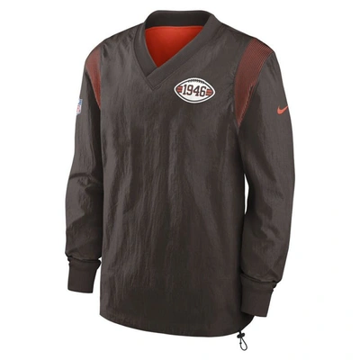 Shop Nike Brown Cleveland Browns Sideline Team Id Reversible Pullover Windshirt