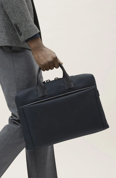 Shop Troubadour Slim Briefcase In Navy Nylon/ Navy Leather