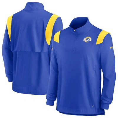 Shop Nike Royal Los Angeles Rams Sideline Coach Chevron Lockup Quarter-zip Long Sleeve Top