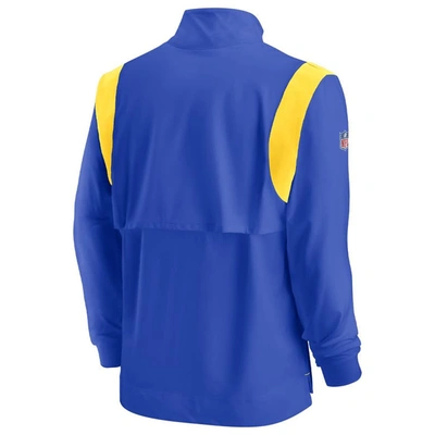 Shop Nike Royal Los Angeles Rams Sideline Coach Chevron Lockup Quarter-zip Long Sleeve Top