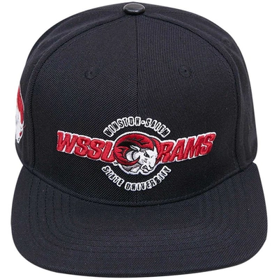Shop Pro Standard Black Winston Salem Rams Arch Over Logo Evergreen Snapback Hat