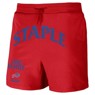 Shop Staple Nfl X  Red Buffalo Bills Throwback Vintage Wash Fleece Shorts