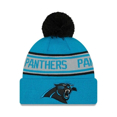 Shop New Era Blue Carolina Panthers  Repeat Cuffed Knit Hat With Pom