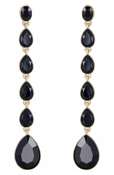 Shop Ettika Teardrop Crystal Linear Earrings In Black