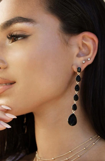 Shop Ettika Teardrop Crystal Linear Earrings In Black