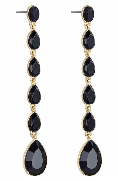 Shop Ettika Teardrop Crystal Linear Earrings In Black