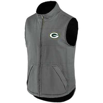 Shop Nfl X Darius Rucker Collection By Fanatics Gray Green Bay Packers Sherpa-lined Full-zip Vest
