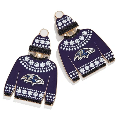 Shop Baublebar Baltimore Ravens Sweater Earrings In Purple