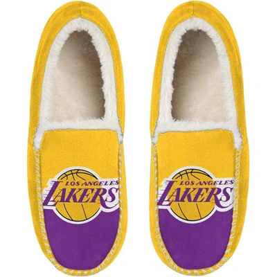 Shop Foco Los Angeles Lakers Colorblock Moccasin Slippers In Yellow