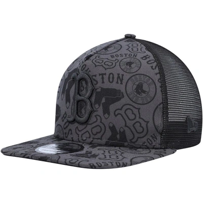 Shop New Era Black Boston Red Sox Repeat A-frame 9fifty Trucker Snapback Hat