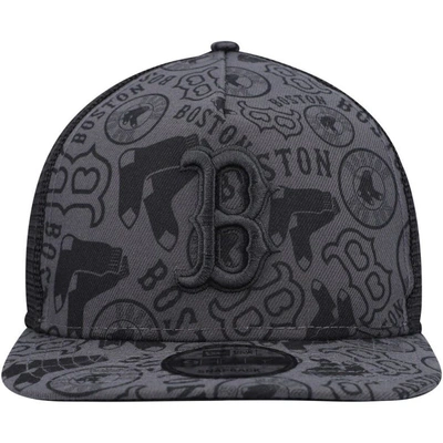 Shop New Era Black Boston Red Sox Repeat A-frame 9fifty Trucker Snapback Hat