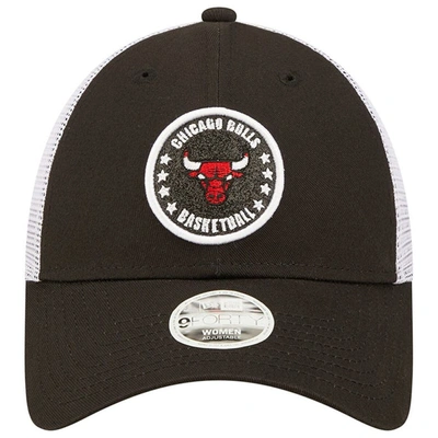 Shop New Era Black/white Chicago Bulls Glitter Patch 9forty Snapback Hat