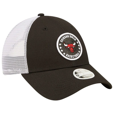 Shop New Era Black/white Chicago Bulls Glitter Patch 9forty Snapback Hat
