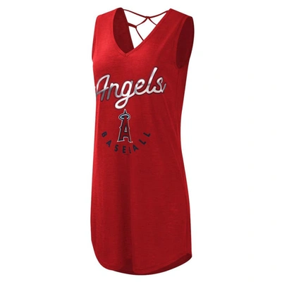 Shop G-iii 4her By Carl Banks Red Los Angeles Angels Game Time Slub Beach V-neck Cover-up Dress