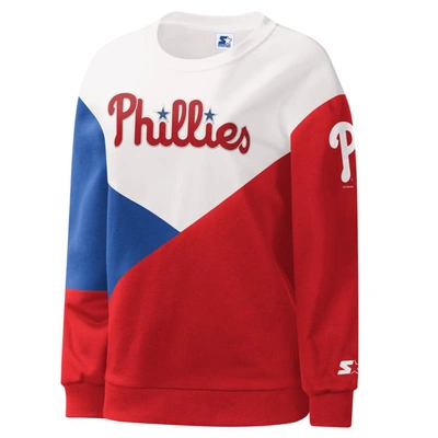 Shop Starter White/red Philadelphia Phillies Shutout Pullover Sweatshirt