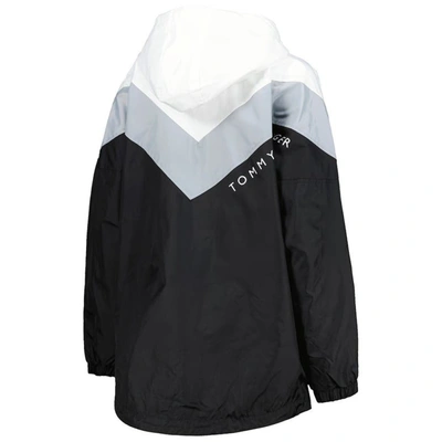 Shop Tommy Hilfiger White/silver Las Vegas Raiders Staci Half-zip Hoodie Windbreaker Jacket