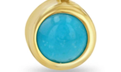 Shop Zoë Chicco Dangling Turquoise Mini Huggies In 14k Yellow Gold
