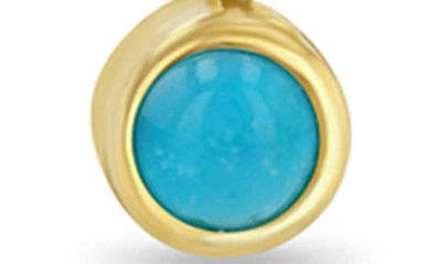 Zoë Chicco Dangling Turquoise Mini Huggies In 14k Yellow Gold