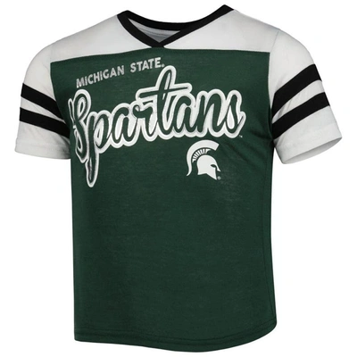 Shop Colosseum Girls Youth  Green Michigan State Spartans Practically Perfect Striped T-shirt