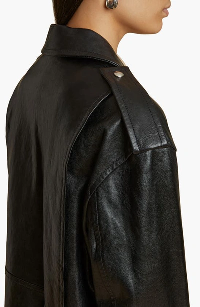 Shop Khaite Hanson Leather Moto Jacket In Black
