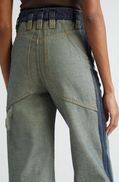 Shop Eckhaus Latta Frame Effect Baggy Cotton Denim Jeans In Navy Frame