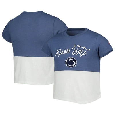 Shop League Collegiate Wear Girls Youth  Navy/white Penn State Nittany Lions Colorblocked T-shirt