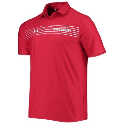 Shop Under Armour Red Wisconsin Badgers Sideline Chest Stripe Performance Polo