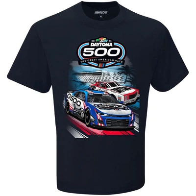 Shop Checkered Flag Navy 2023 Daytona 500 Two Spot T-shirt