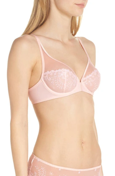 Simone Perele Delice Two-part Full-cup Sheer Plunge Bra In Blush