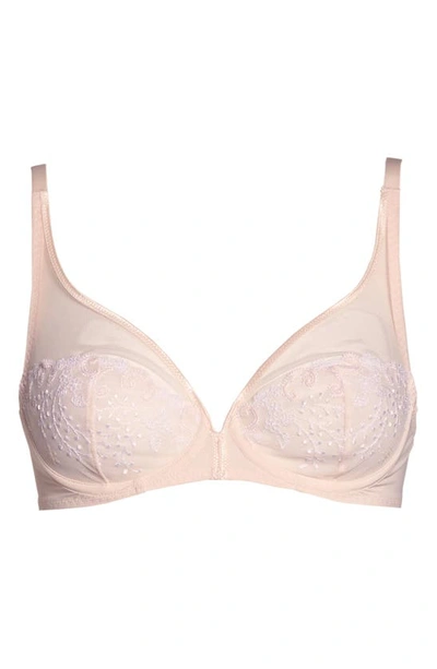 Simone Perele Delice Two-part Full-cup Sheer Plunge Bra In Blush