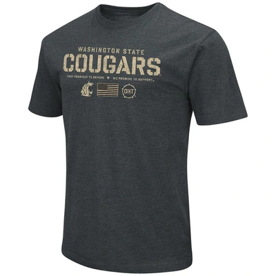 Shop Colosseum Heathered Black Washington State Cougars Oht Military Appreciation Flag 2.0 T-shirt In Heather Black