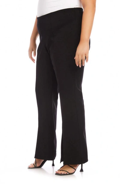 Shop Karen Kane Front Slit Stretch Twill Bootcut Pants In Black