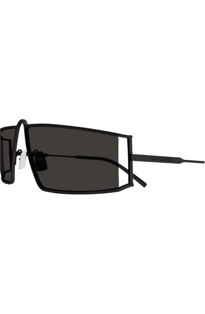 Shop Saint Laurent 66mm Oversize Rectangular Sunglasses In Black