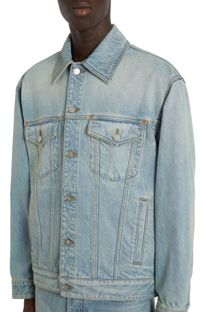 Shop Valentino Denim Jacket In Denim Blu Lav Chiaro
