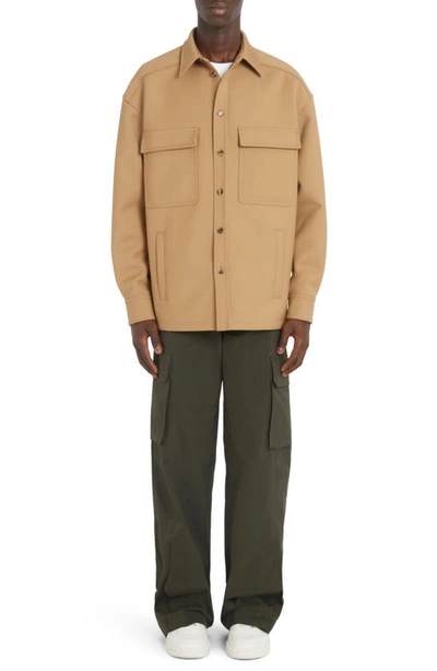 Shop Valentino Wool & Mohair Button-up Shirt In Beige