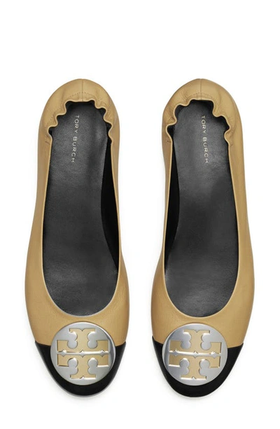 Tory Burch Claire Cap Toe Ballet Flat In Ginger Shortbread / Black