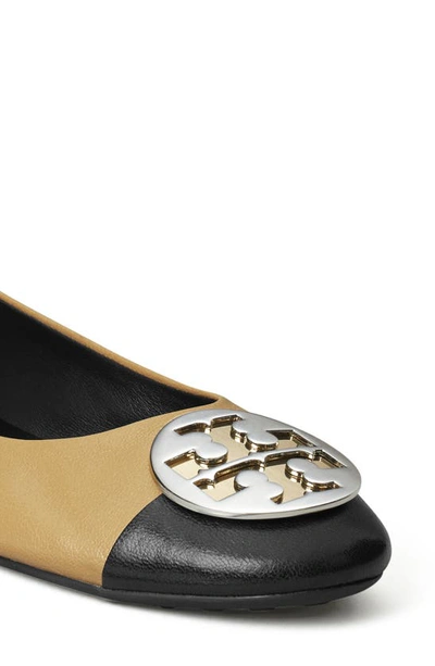 Tory Burch Claire Cap Toe Ballet Flat In Ginger Shortbread / Black