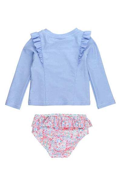 Rufflebutts Kids Shimmer Ruffled Two-piece Rashguard Swimsuit In Periwinkle