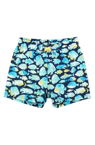 Shop Ruggedbutts Kids' Fish Print Swim Trunks In Fish Friends