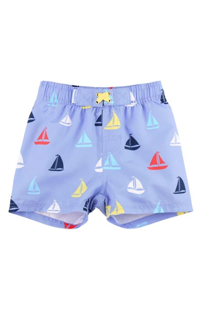 Shop Ruggedbutts Kids' Sailboat Print Swim Trunks In Down By The Bay