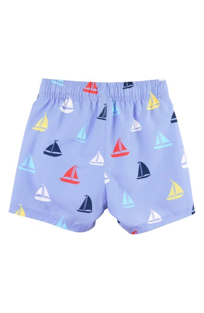 Shop Ruggedbutts Kids' Sailboat Print Swim Trunks In Down By The Bay